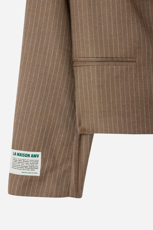 Yroway Blazer Heathered Ash Brown Stripes