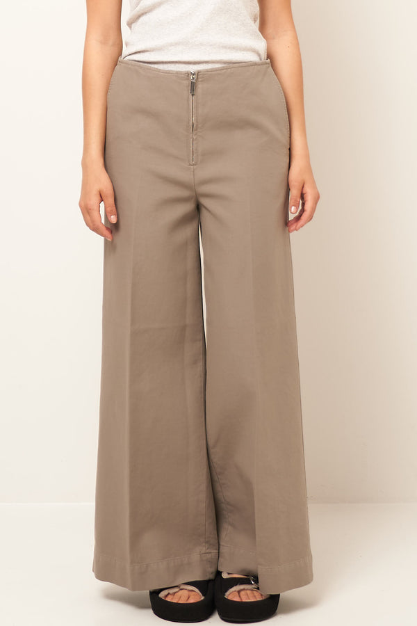 Zip-Front Wide Trousers Dove