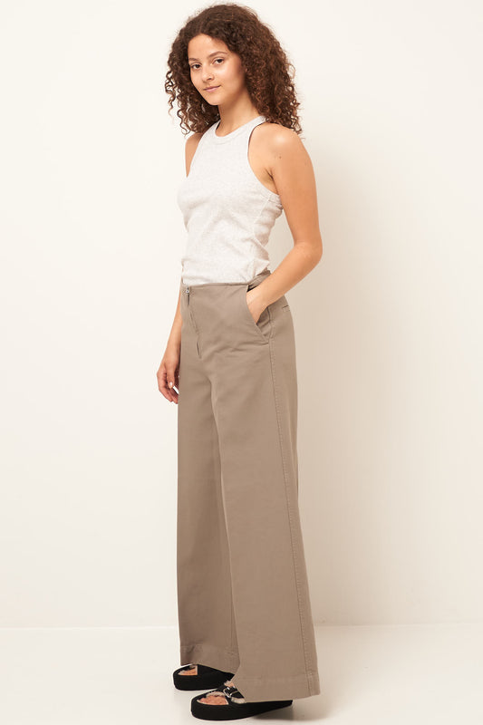 Zip-Front Wide Trousers Dove