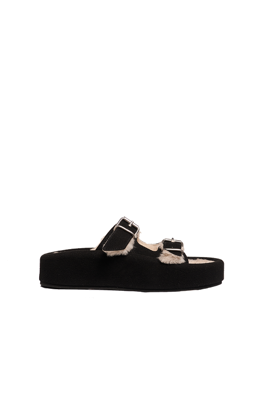 Shearling Sandal Black