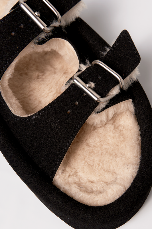 Shearling Sandal Black