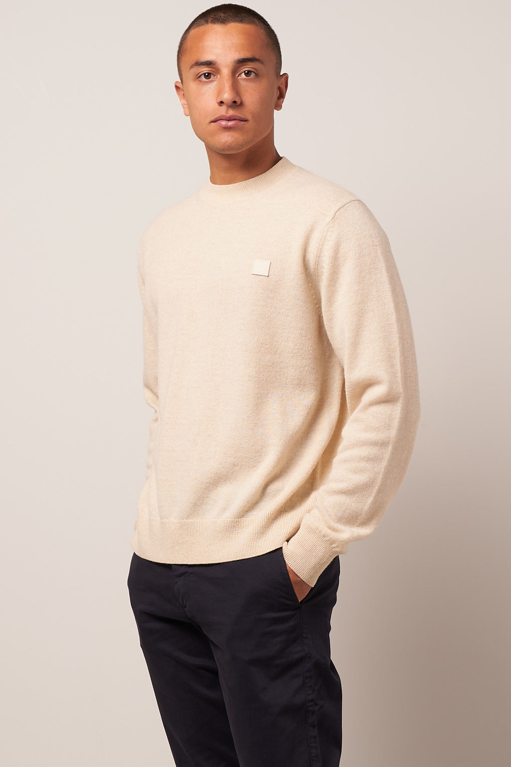 Acne Studios - Face Knitted Sweater Oatmeal Melange