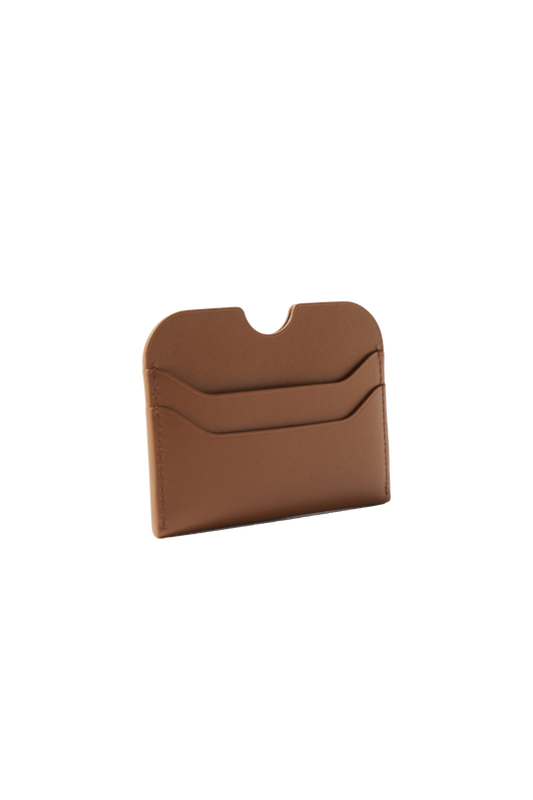 Leather Card Holder Camel Brown