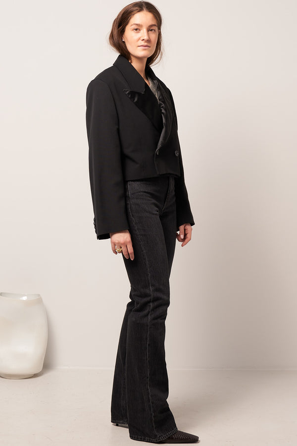 Short Double-Breasted Blazer Black