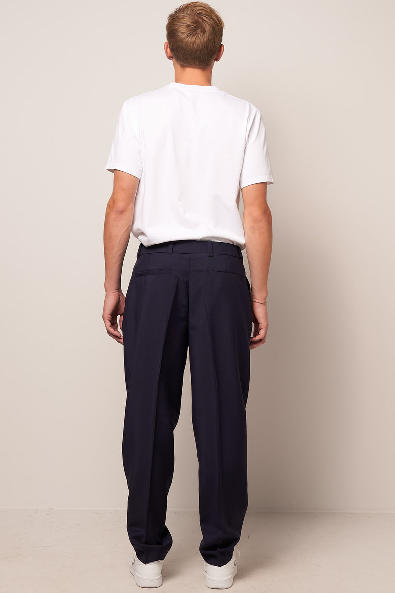 Wool-Blend Tailored Trousers Dark Navy