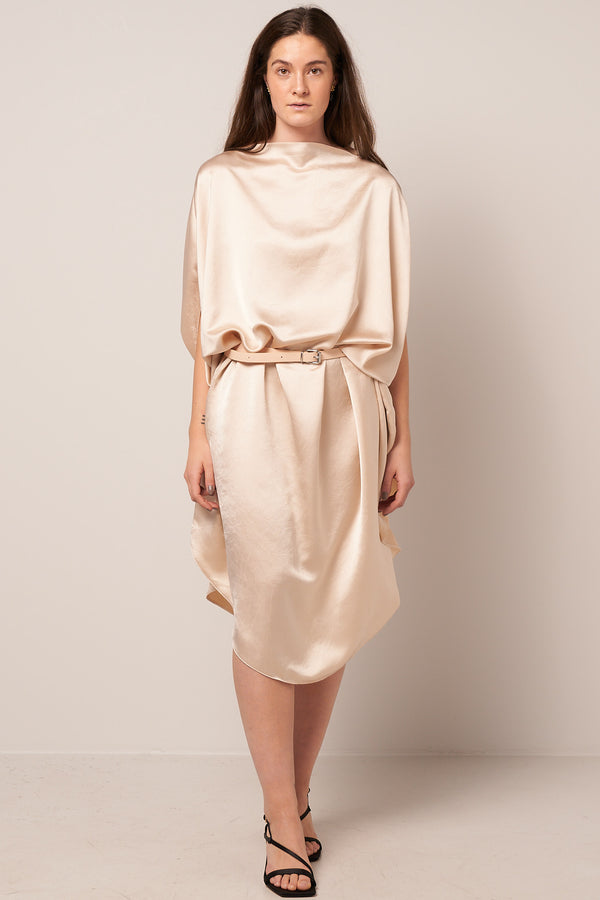 Belted Tunic Dress Champagne