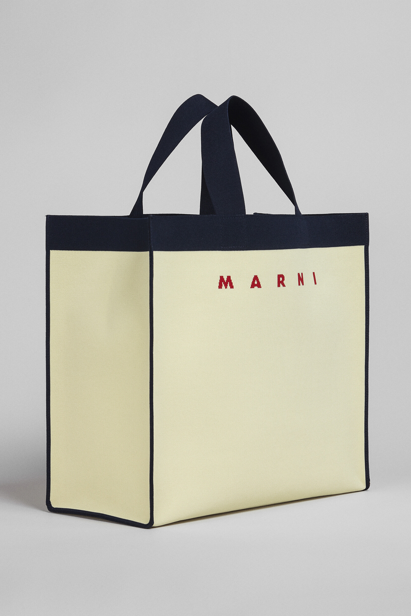 Marni Shopping Bag Yellow Beige Dark Blue