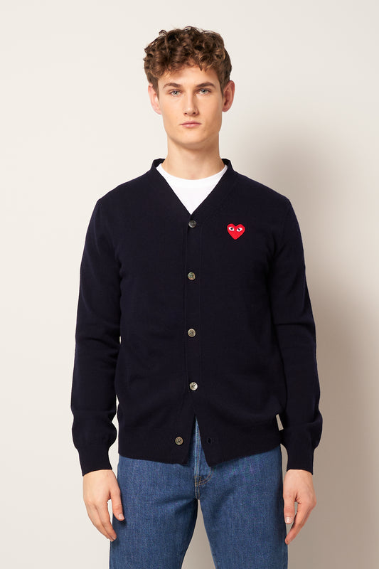 Red Heart Cardigan Navy